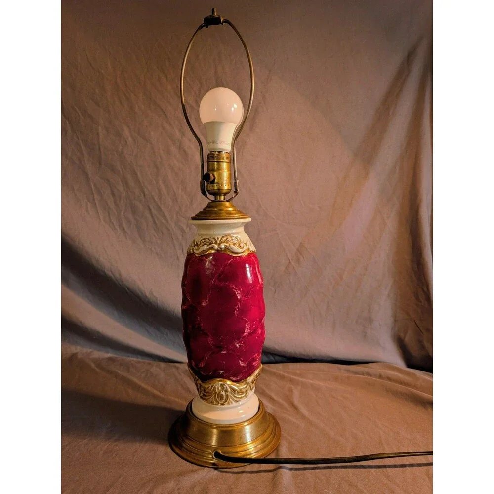 Antique Victorian Hand Painted Porcelain Lamp 24